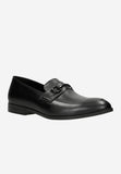 Wojas Black Leather Loafers with Metal Decoration | 1022451