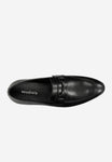 Wojas Black Leather Loafers with Metal Decoration | 1022451