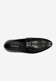 Wojas Black Leather Loafers with Metal Decoration | 1022451