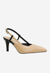 Wojas Beige and Black Leather Heels | 3512754