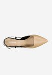 Wojas Beige and Black Leather Heels | 3512754