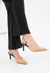 Wojas Beige and Black Leather Heels | 3512754
