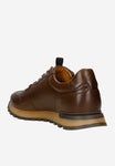 Wojas Brown Leather Sneakers with Embossed Logo | 1020152
