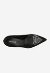 Wojas Black Leather High Heels with Heart-shaped Decoartion | 3515781