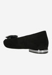 Wojas Black Velour Leather Ballet Flats with Heart Decoration | 4405081