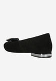 Wojas Black Velour Leather Ballet Flats with Heart Decoration | 4405081