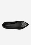 Wojas Black Velour Leather Ballet Flats with Heart Decoration | 4405081