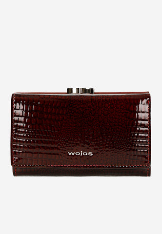 Wojas Dark Red Embossed Leather Snap Wallet | 9108535