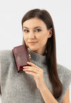 Wojas Dark Red Embossed Leather Snap Wallet | 9108535