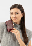 Wojas Dark Red Embossed Leather Snap Wallet | 9108535