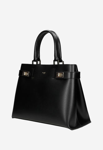 Wojas Black Leather Tote Bag with Two Straps | 8040351