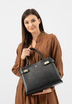 Wojas Black Leather Tote Bag with Two Straps | 8040351