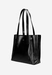 Wojas Black Leather Tote Bag with Golden Logo | 8042551