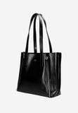Wojas Black Leather Tote Bag with Golden Logo | 8042551
