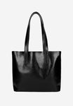 Wojas Black Leather Tote Bag with Golden Logo | 8042551