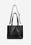Wojas Black Leather Tote Bag with Golden Logo | 8042551