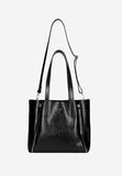 Wojas Black Leather Tote Bag with Golden Logo | 8042551