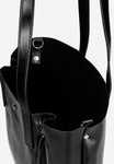 Wojas Black Leather Tote Bag with Golden Logo | 8042551