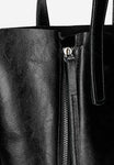 Wojas Black Leather Tote Bag with Golden Logo | 8042551