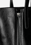 Wojas Black Leather Tote Bag with Golden Logo | 8042551