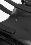 Wojas Black Leather Tote Bag with Golden Logo | 8042551