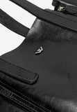 Wojas Black Leather Tote Bag with Golden Logo | 8042551