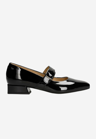 Wojas Black Patent Leather Mary Jane Pump Heels with Single Strap | 3515531