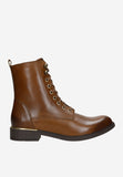 Wojas Brown Insulated Leather Ankle Boots with Golden Detail | 6412752