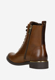 Wojas Brown Insulated Leather Ankle Boots with Golden Detail | 6412752