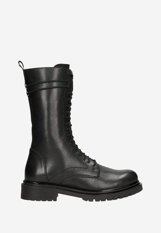 Wojas Black Leather Ankle Boots with Decorative String | 6413051