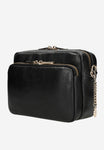 Wojas Black Leather Crossbody Bag with Golden Details | 8034351