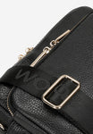 Wojas Black Leather Crossbody Bag with Golden Details | 8034351