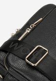 Wojas Black Leather Crossbody Bag with Golden Details | 8034351