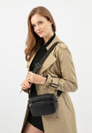 Wojas Black Leather Crossbody Bag with Golden Details | 8034351