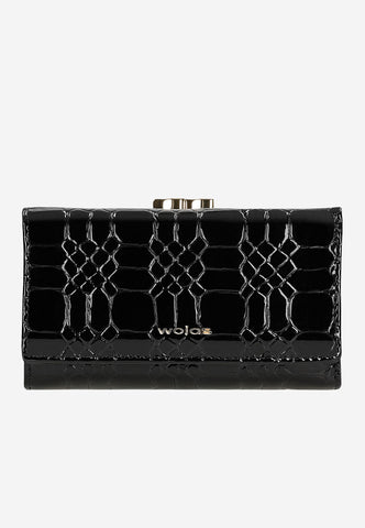 Wojas Black Patent Leather Quilted Wallet | 9108631