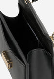 Wojas Black Leather Crossbody Bag with Golden Details | 8040251