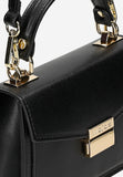 Wojas Black Leather Crossbody Bag with Golden Details | 8040251