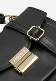 Wojas Black Leather Crossbody Bag with Golden Details | 8040251