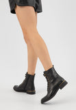 Wojas Black Insulated Leather Ankle Boots with Golden Detail | 6412751