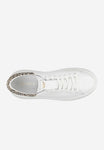 Wojas White Leather Wedges Sneakers with Panther Pattern | 4628579