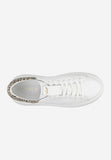 Wojas White Leather Wedges Sneakers with Panther Pattern | 4628579