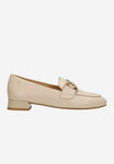 Wojas Beige Leather Loafer with Heel and Golden Details | 4632054