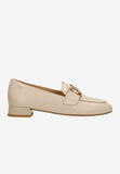 Wojas Beige Leather Loafer with Heel and Golden Details | 4632054