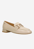 Wojas Beige Leather Loafer with Heel and Golden Details | 4632054