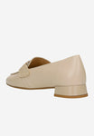 Wojas Beige Leather Loafer with Heel and Golden Details | 4632054