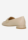 Wojas Beige Leather Loafer with Heel and Golden Details | 4632054