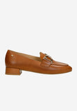 Wojas Brown Leather Loafer with Heels and Golden Detail | 4632052