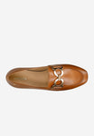 Wojas Brown Leather Loafer with Heels and Golden Detail | 4632052