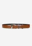 Wojas Brown Leather Belt with Silver Buckle | 9310352