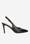 Wojas Black Leather High Heels with Single Strap | 3516551
